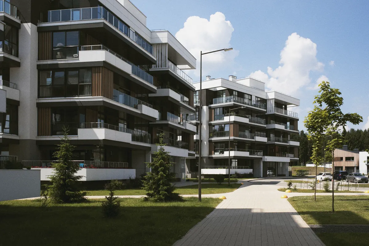 Modernes Wohnquartier mit Grünanlagen