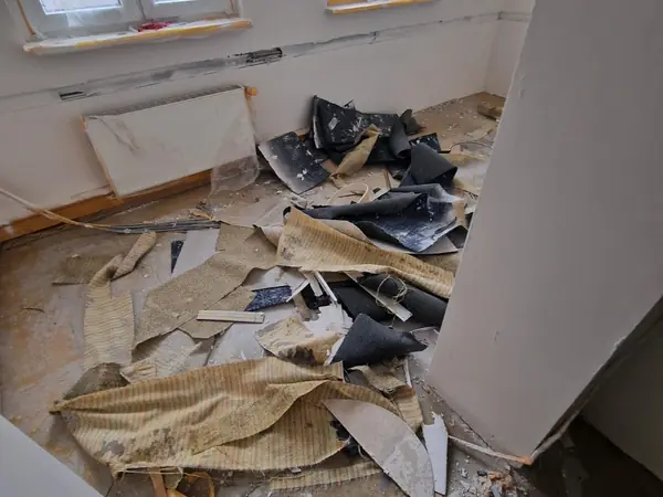 Altbau während des Rückbaus, Estrich und Rohwände sichtbar — Bild 1